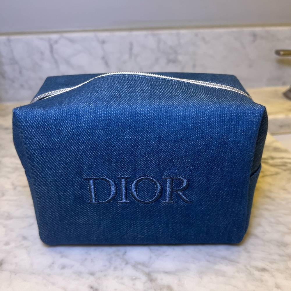 Christian Dior denim cosmetic pouch.  *brand new*
